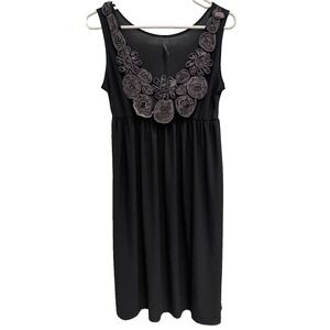 VTG 90s Nic&Dom Babydoll Dress Womens Small Black Ruffle Sleeveless Fairy BOHO